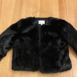Black faux fur cropped coat